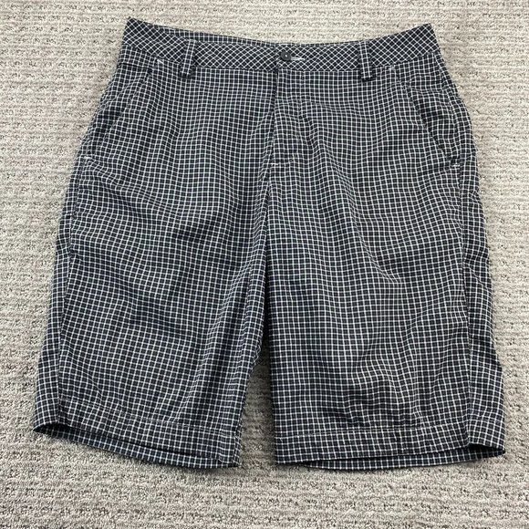 PUMA Golf Shorts Men 32 Gray Checkered Chino Short Pants Outdoor Casual Pocket - Picture 1 of 11